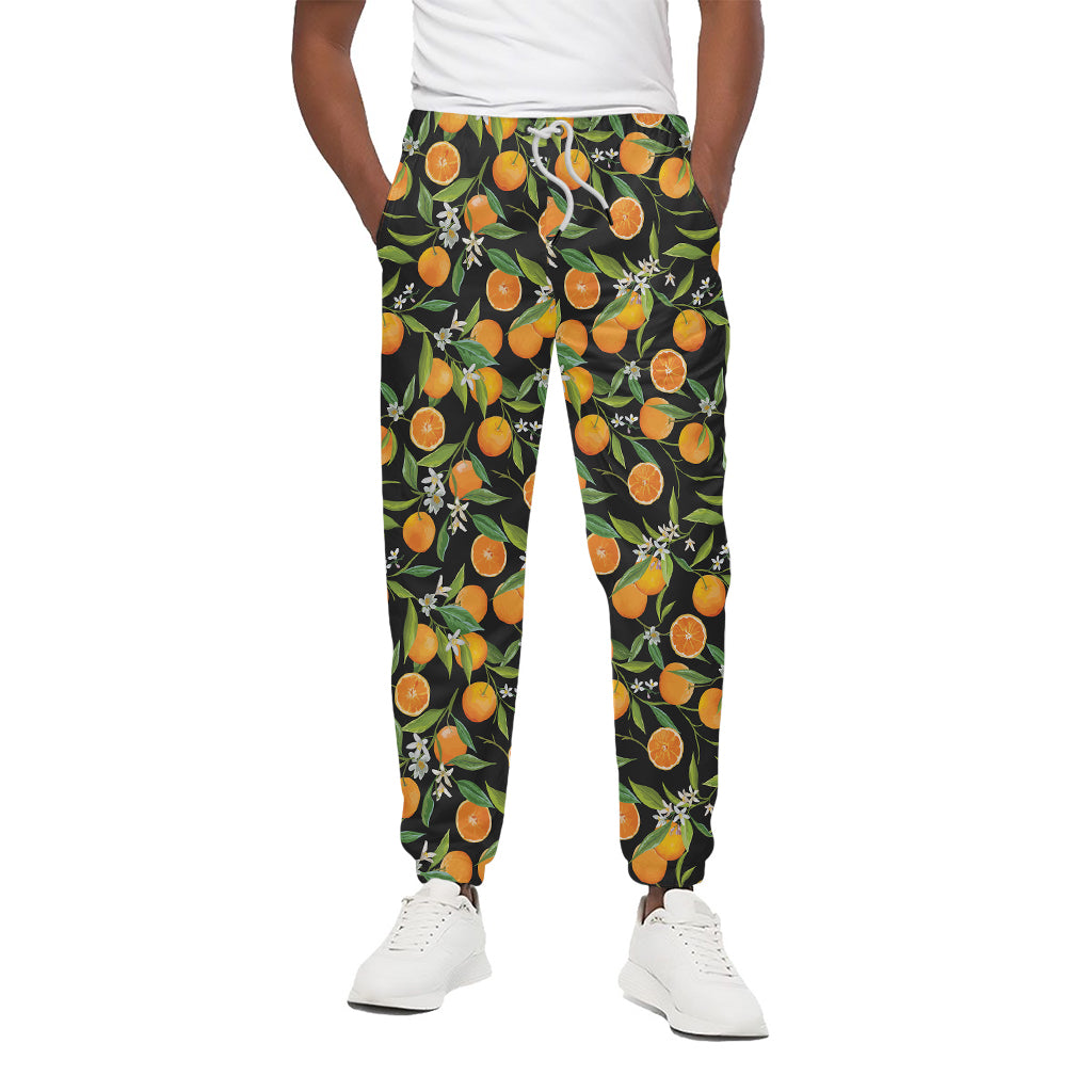 Orange Fruit Pattern Print Cotton Pants
