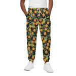 Orange Fruit Pattern Print Cotton Pants