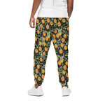 Orange Fruit Pattern Print Cotton Pants
