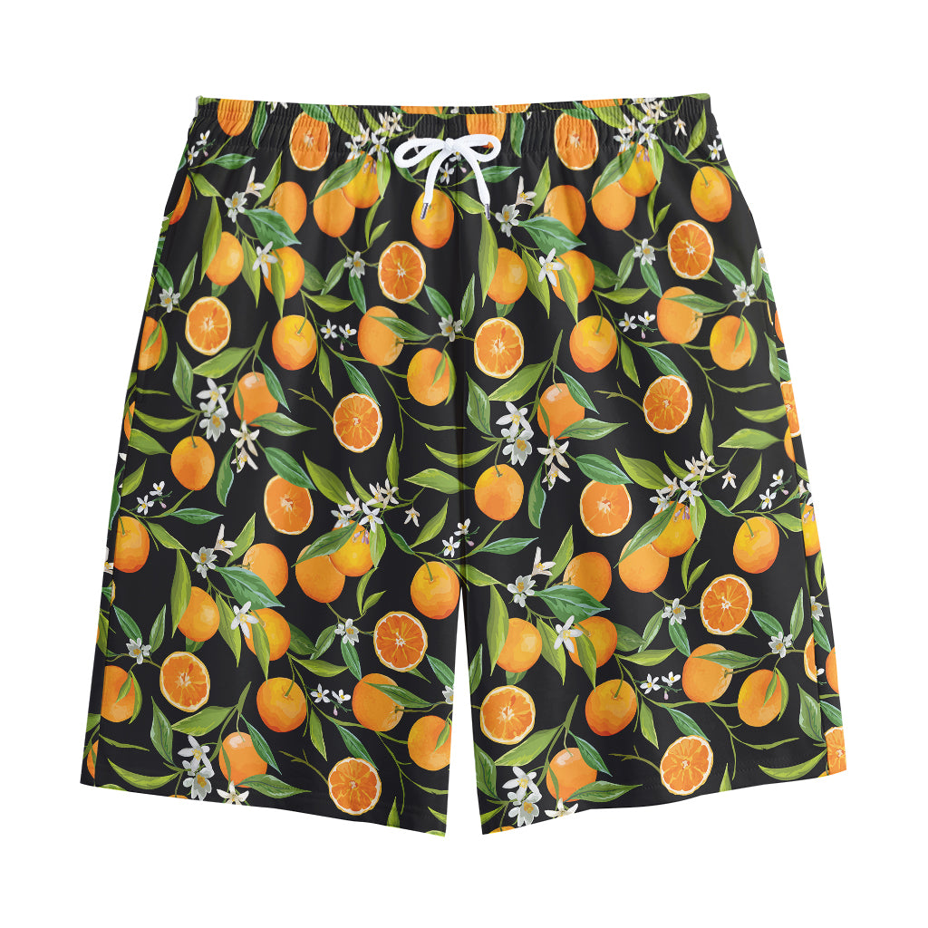 Orange Fruit Pattern Print Cotton Shorts
