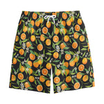 Orange Fruit Pattern Print Cotton Shorts