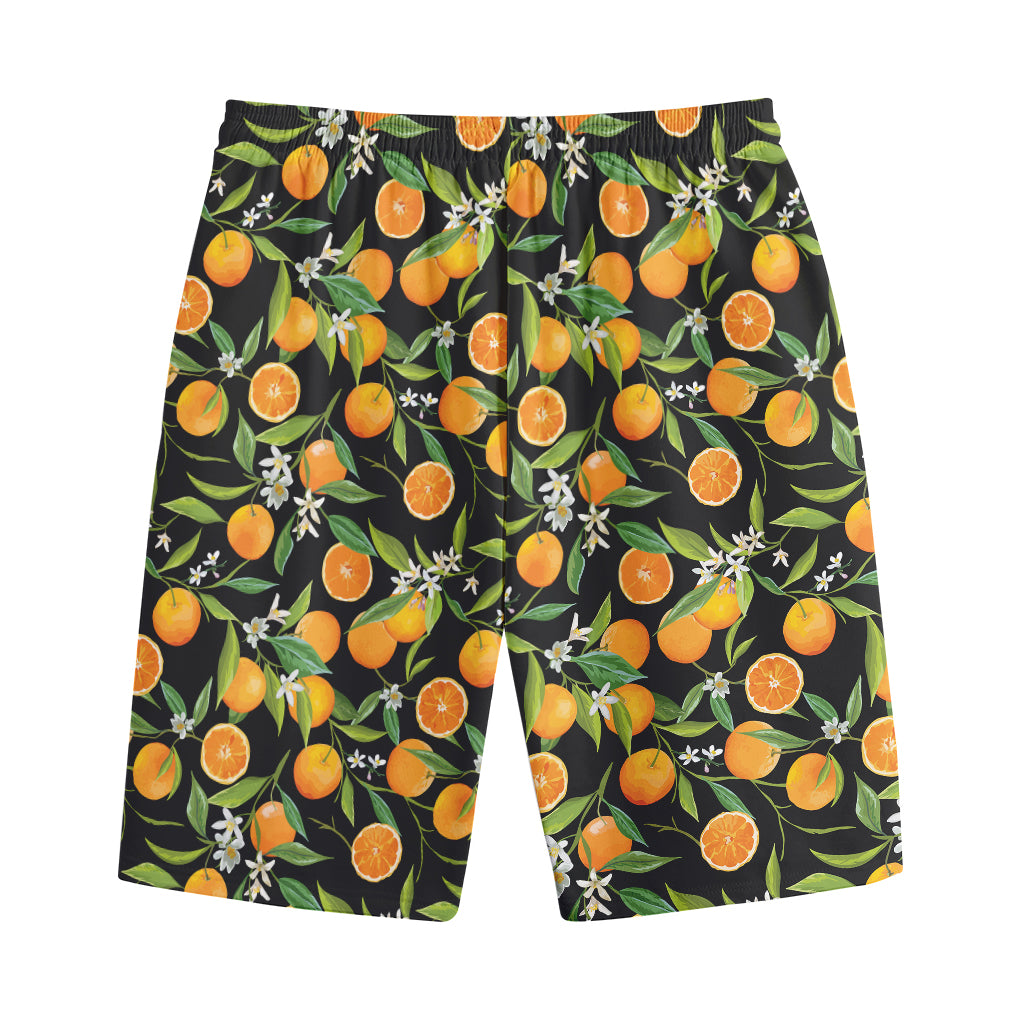 Orange Fruit Pattern Print Cotton Shorts