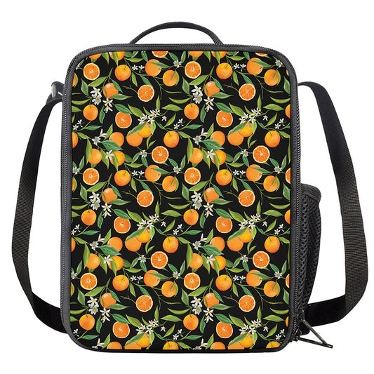 Orange Fruit Pattern Print Crossbody Lunch Bag