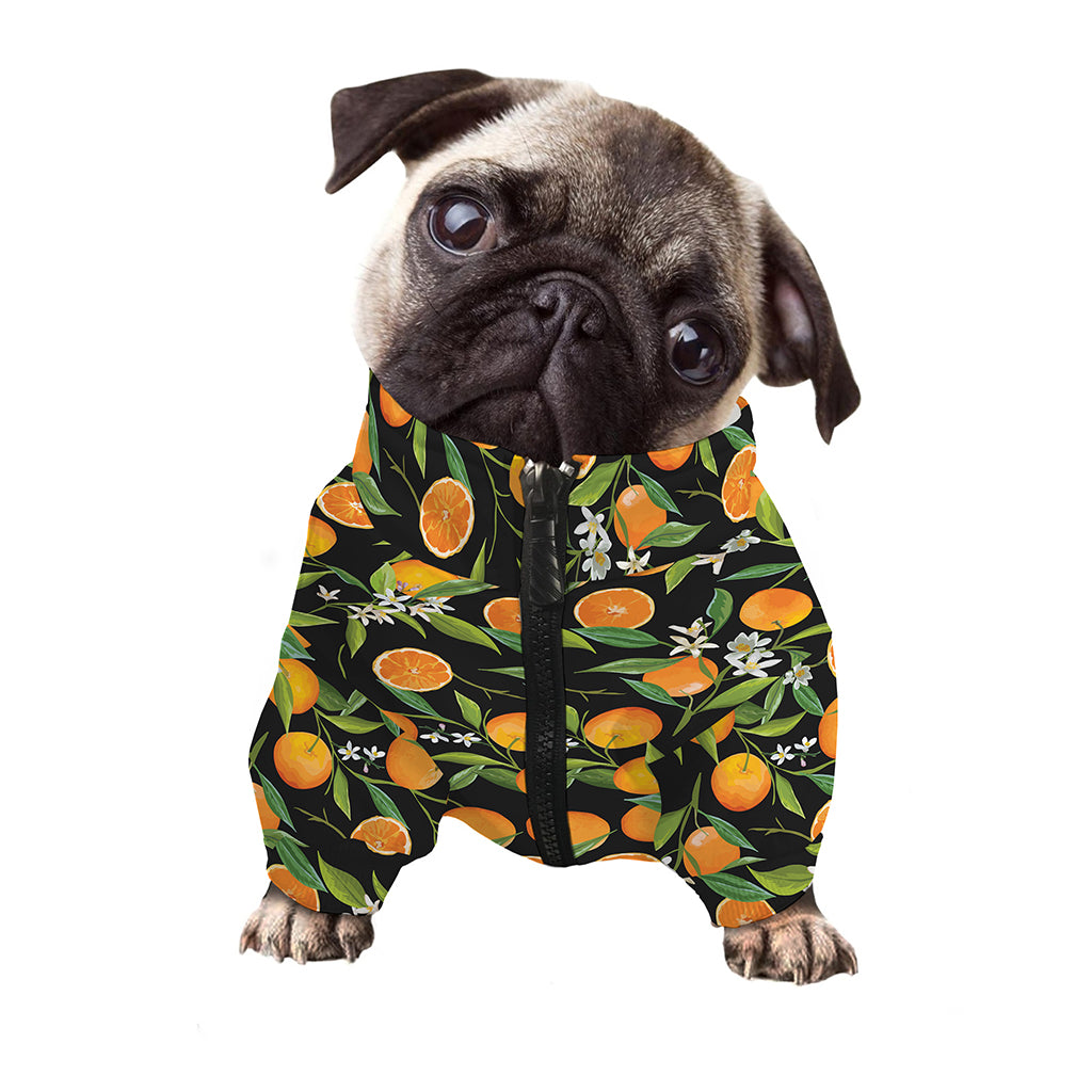 Orange Fruit Pattern Print Dog Zip Up Jacket