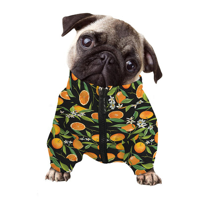 Orange Fruit Pattern Print Dog Zip Up Jacket