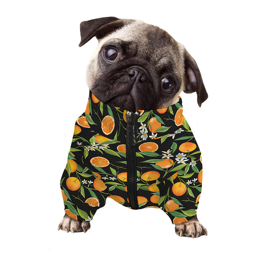 Orange Fruit Pattern Print Dog Zip Up Jacket