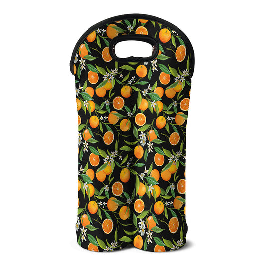 Orange Fruit Pattern Print Double Neoprene Wine Tote