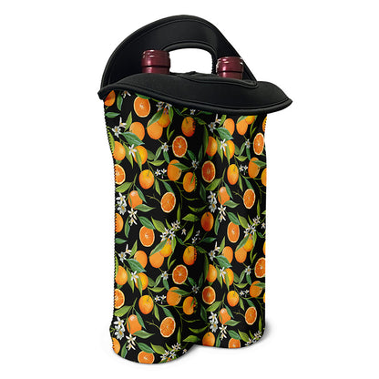 Orange Fruit Pattern Print Double Neoprene Wine Tote