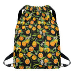 Orange Fruit Pattern Print Drawstring Backpack