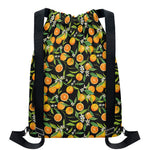 Orange Fruit Pattern Print Drawstring Backpack