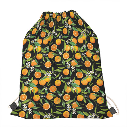 Orange Fruit Pattern Print Drawstring Bag