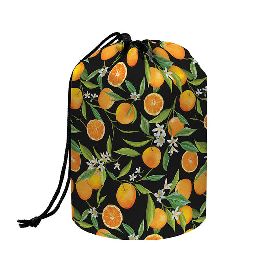 Orange Fruit Pattern Print Drawstring Makeup Bag