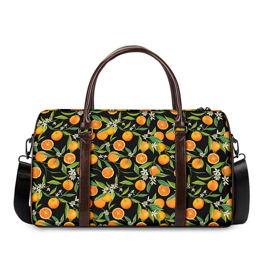 Orange Fruit Pattern Print Duffle Bag
