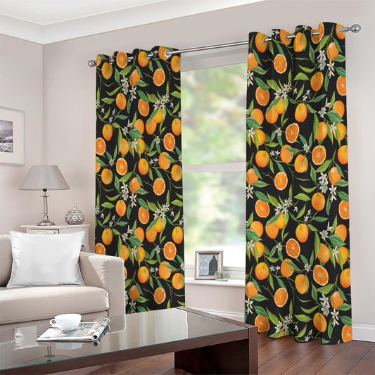 Orange Fruit Pattern Print Extra Wide Grommet Curtains