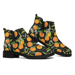 Orange Fruit Pattern Print Flat Ankle Boots
