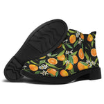Orange Fruit Pattern Print Flat Ankle Boots