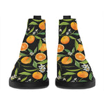 Orange Fruit Pattern Print Flat Ankle Boots