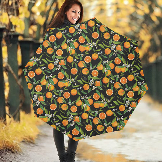 Orange Fruit Pattern Print Foldable Umbrella