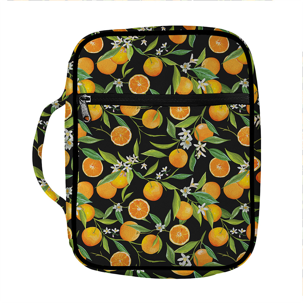 Orange Fruit Pattern Print Front Pocket Bible Bag
