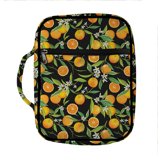 Orange Fruit Pattern Print Front Pocket Bible Bag