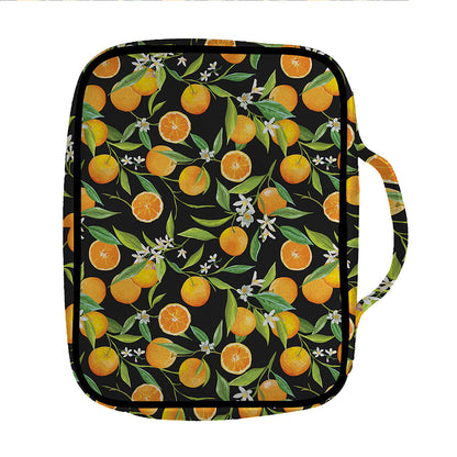 Orange Fruit Pattern Print Front Pocket Bible Bag