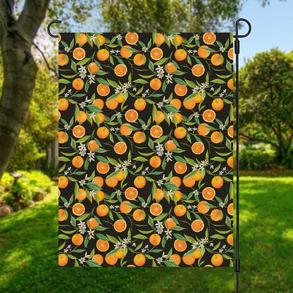 Orange Fruit Pattern Print Garden Flag