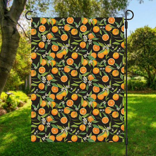 Orange Fruit Pattern Print Garden Flag