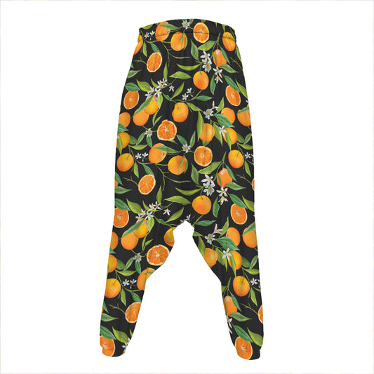Orange Fruit Pattern Print Hammer Pants