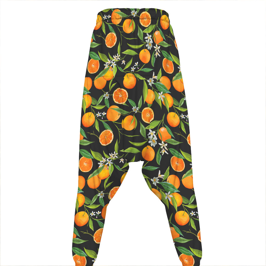 Orange Fruit Pattern Print Hammer Pants