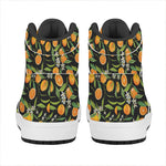 Orange Fruit Pattern Print High Top Leather Sneakers