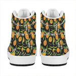 Orange Fruit Pattern Print High Top Leather Sneakers
