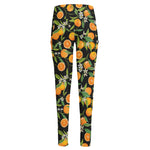 Orange Fruit Pattern Print High-Waisted Pocket Leggings