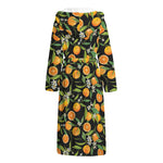 Orange Fruit Pattern Print Hooded Bathrobe