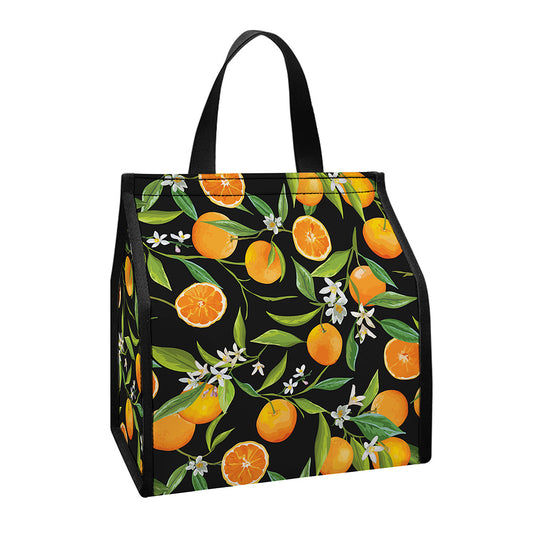 Orange Fruit Pattern Print Insulated Lunch Tote