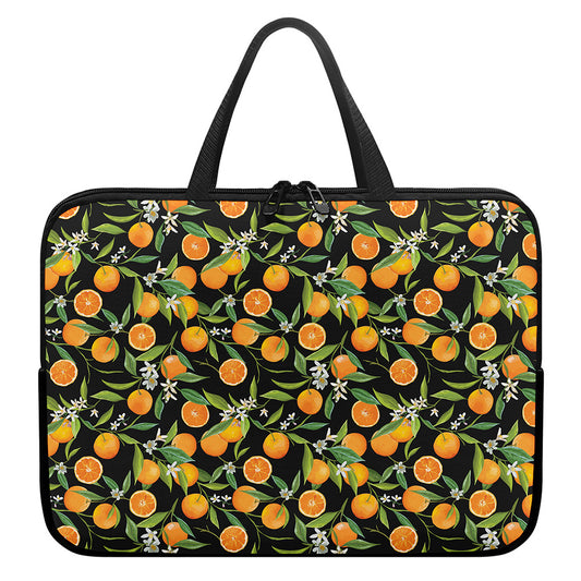 Orange Fruit Pattern Print Laptop Sleeve With Handle