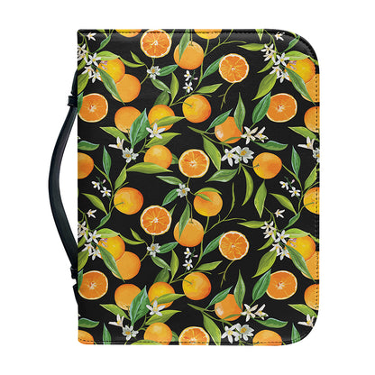 Orange Fruit Pattern Print Leather Bible Cover
