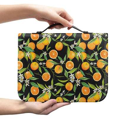 Orange Fruit Pattern Print Leather Bible Cover