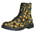 Orange Fruit Pattern Print Lace-Up Boots