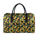 Orange Fruit Pattern Print Leather Duffle Bag