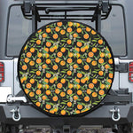 Orange Fruit Pattern Print Leather Spare Tire Cover
