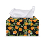 Orange Fruit Pattern Print Leather Tissue Box Cover
