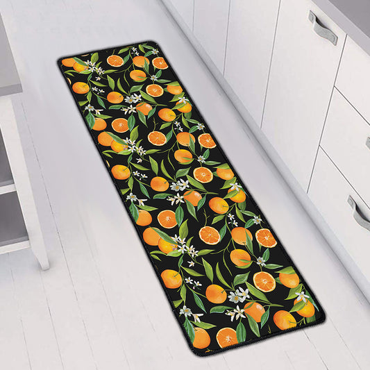 Orange Fruit Pattern Print Long Kitchen Mat