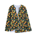 Orange Fruit Pattern Print Long Sleeve Short Coat