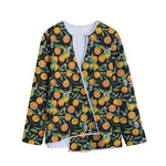 Orange Fruit Pattern Print Long Sleeve Short Coat