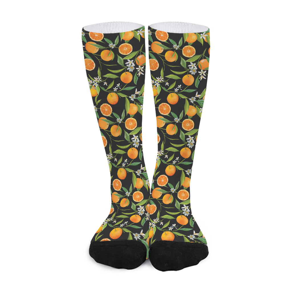 Orange Fruit Pattern Print Long Socks