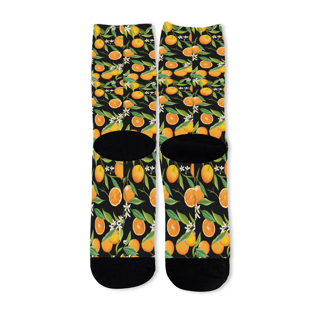 Orange Fruit Pattern Print Long Socks