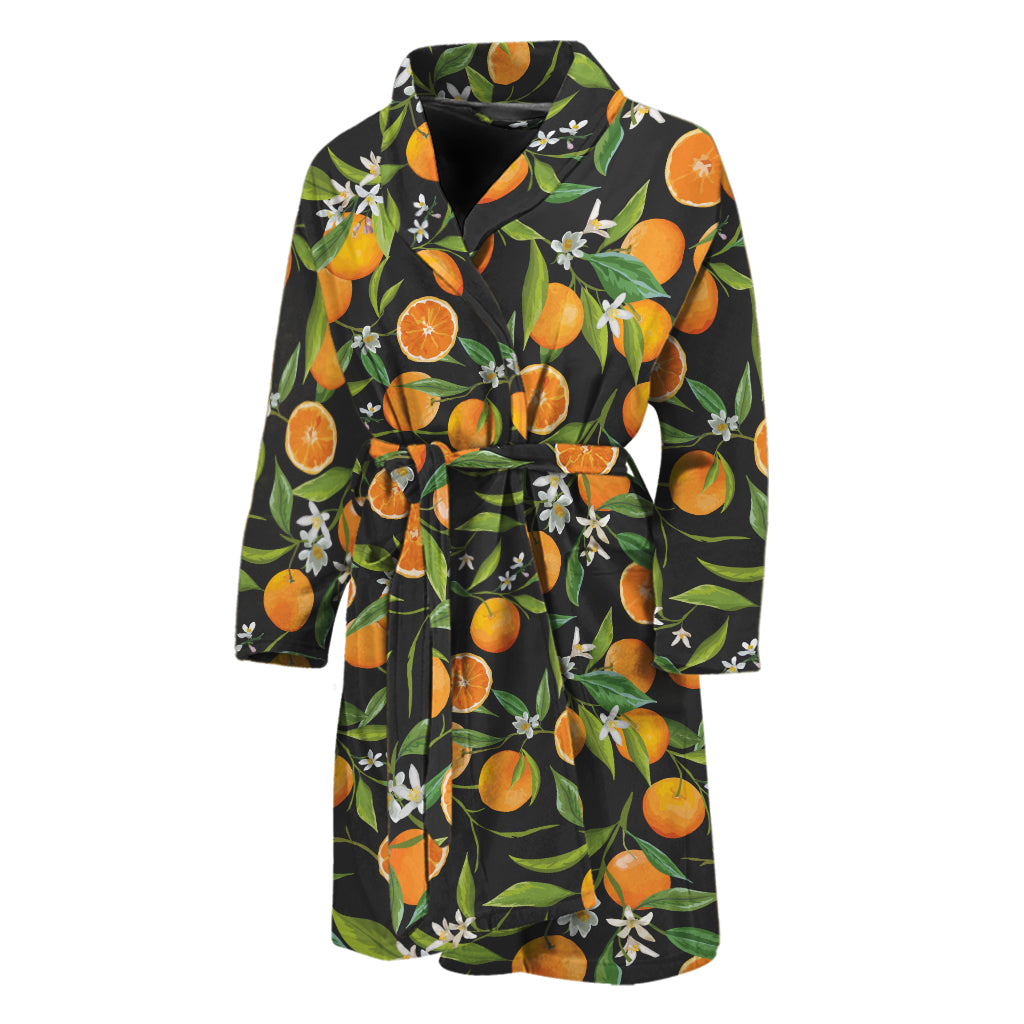 Orange Fruit Pattern Print Men's Bathrobe
