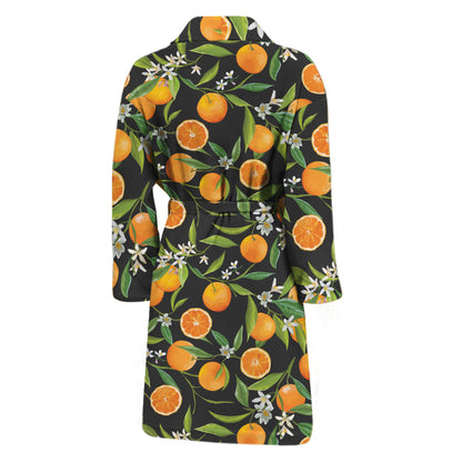 Orange Fruit Pattern Print Men's Bathrobe