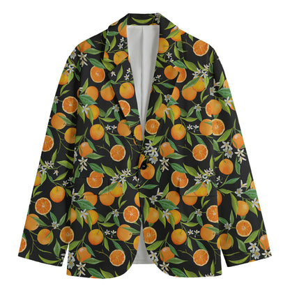 Orange Fruit Pattern Print Men's Blazer