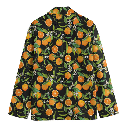 Orange Fruit Pattern Print Men's Blazer
